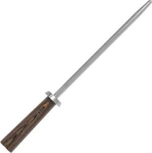 Shun Kanso 9" Combination Honing Steel, Smooth and Micro-Ribbed Honing Rod, Built-In Angle Guide, Pakkawood handle, Japanese Knife Sharpener for Professional and Home Chefs