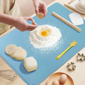 Silicone Baking Mat 24" x 16", Extra Thick Dough Rolling Mat with Measurements and Edge Heightening, Non-stick Food Grade Silicone Pastry Mat for for Pastry, Bread, Cookies, Pizza, Fondant, Pasta