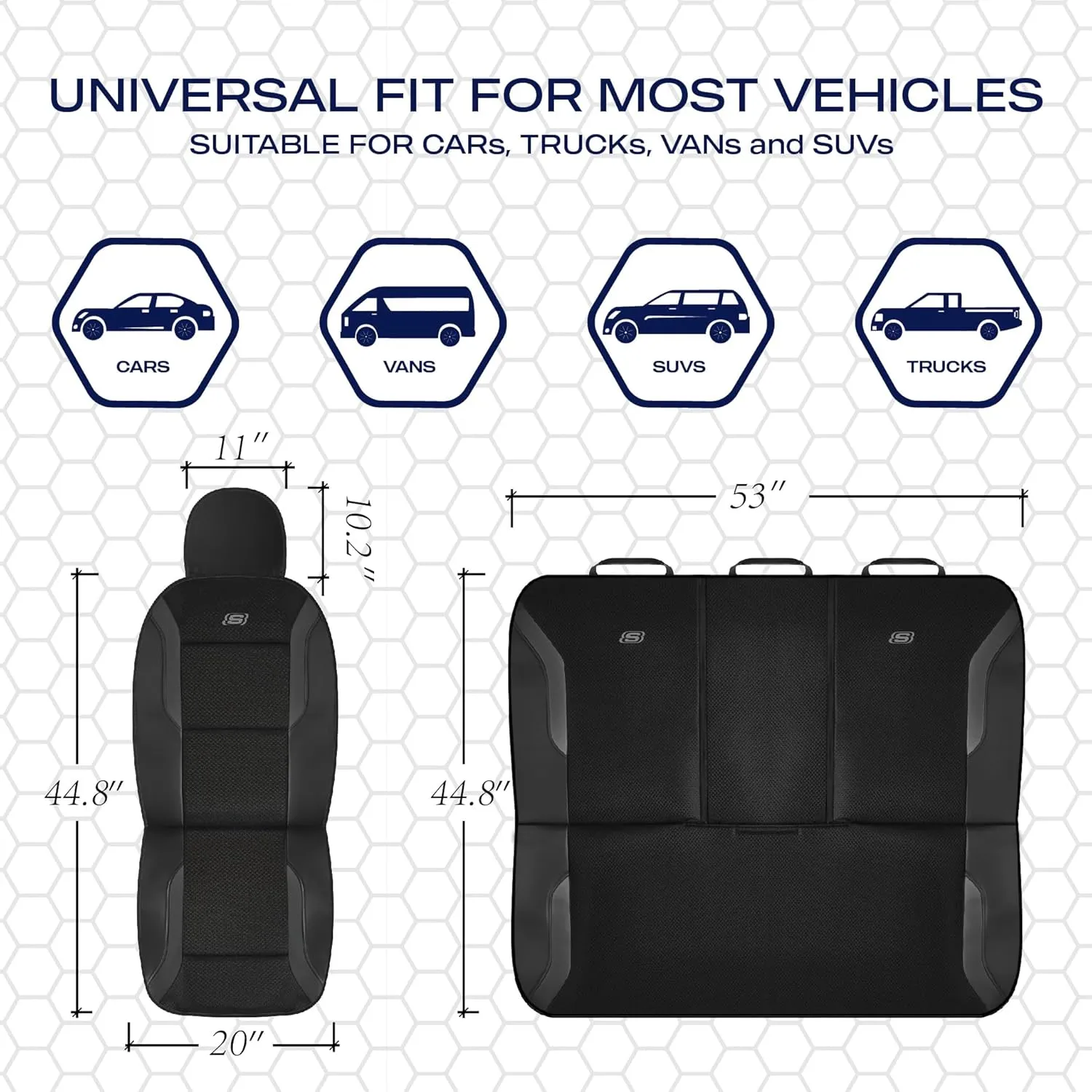 Skechers Memory Foam Car Seat Covers, Air Cool Mesh Thick Seat Covers, Airbag Compatible Car Seat Protector, Automotive Comfort Protection for Most Cars,Vans,Trucks, SUVs,Black