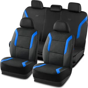 Skechers Memory Foam Car Seat Covers, Air Cool Mesh Thick Seat Covers, Car Seat Protector Full Sets, Airbag Compatible, Automotive Comfort Protection for Most Cars,Vans,Trucks, SUVs,Blue