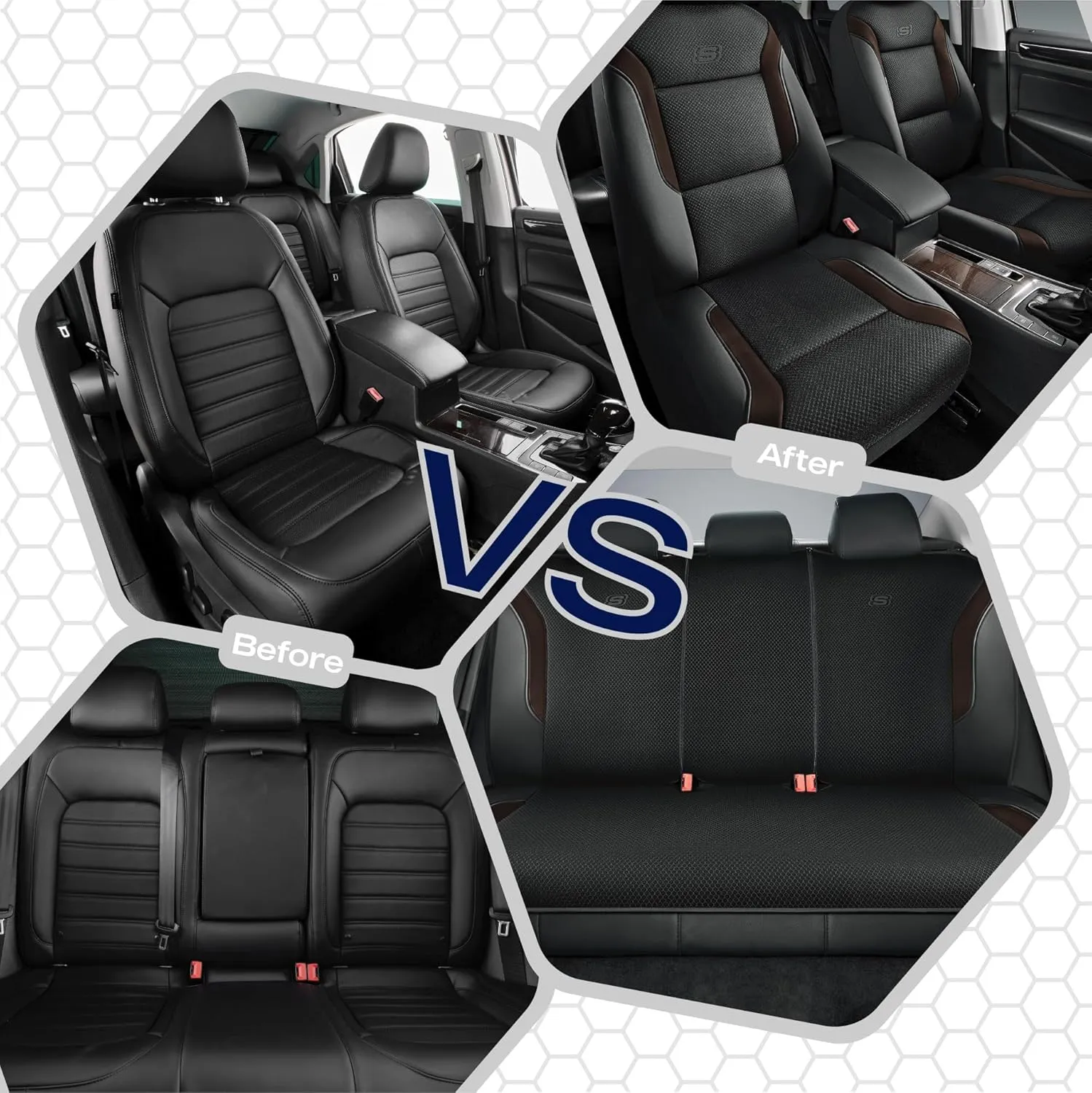 Skechers Memory Foam Car Seat Covers, Air Cool Mesh Thick Seat Covers, Car Seat Protector Full Sets, Airbag Compatible, Automotive Comfort Protection for Most Cars,Vans,Trucks, SUVs,Brown