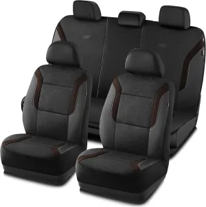 Skechers Memory Foam Car Seat Covers, Air Cool Mesh Thick Seat Covers, Car Seat Protector Full Sets, Airbag Compatible, Automotive Comfort Protection for Most Cars,Vans,Trucks, SUVs,Brown