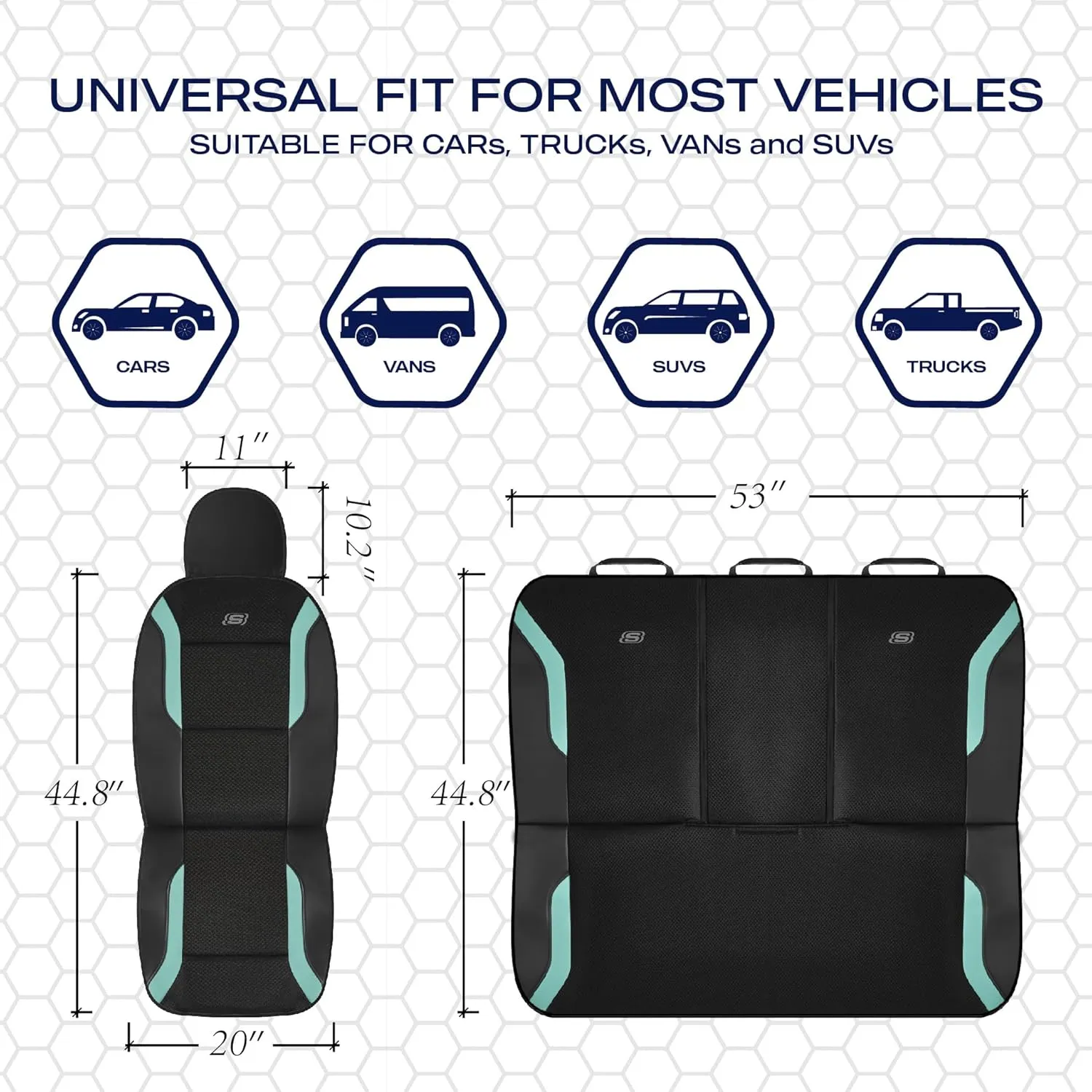 Skechers Memory Foam Car Seat Covers, Air Cool Mesh Thick Seat Covers, Car Seat Protector Full Sets, Airbag Compatible, Automotive Comfort Protection for Most Cars,Vans,Trucks, SUVs,Green