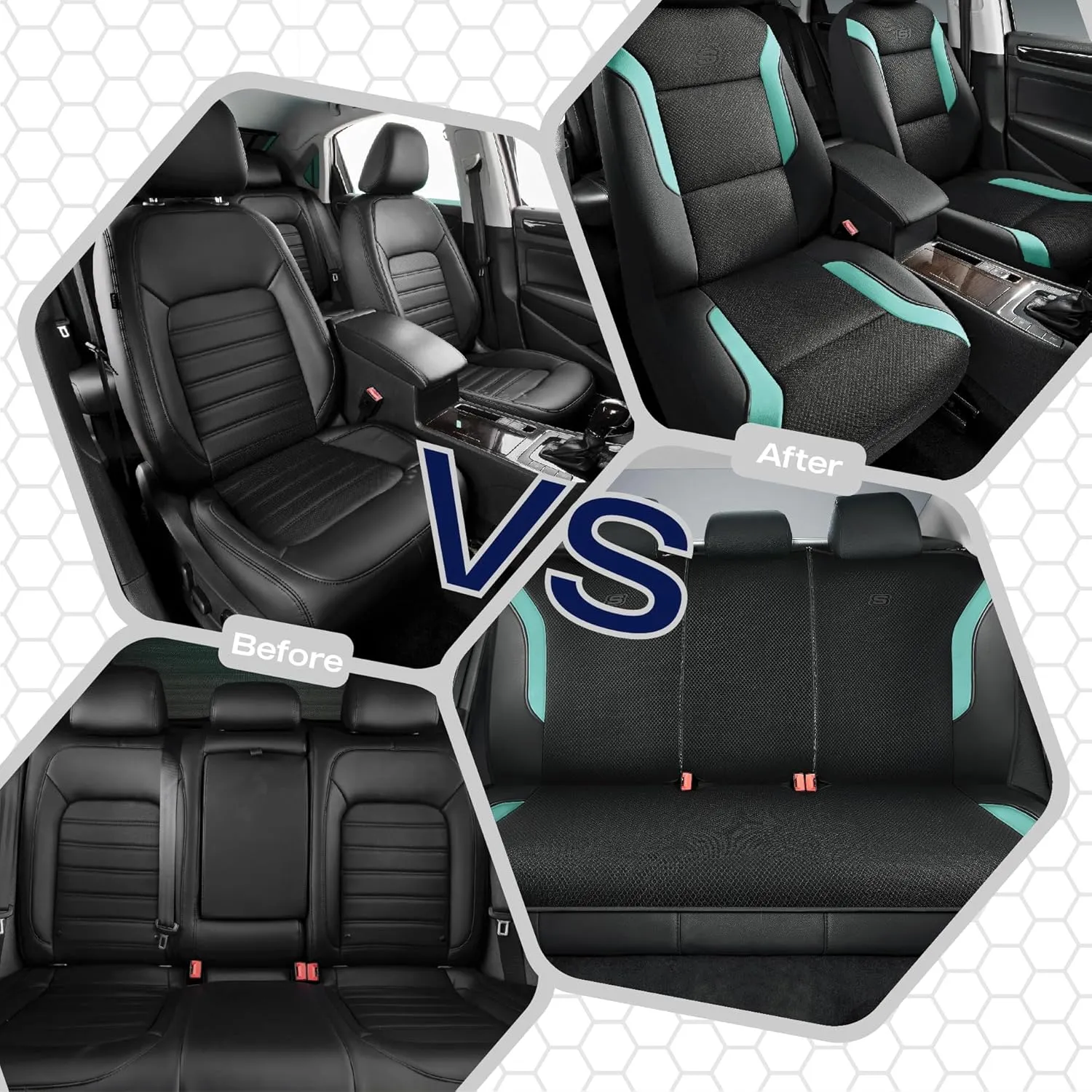 Skechers Memory Foam Car Seat Covers, Air Cool Mesh Thick Seat Covers, Car Seat Protector Full Sets, Airbag Compatible, Automotive Comfort Protection for Most Cars,Vans,Trucks, SUVs,Green