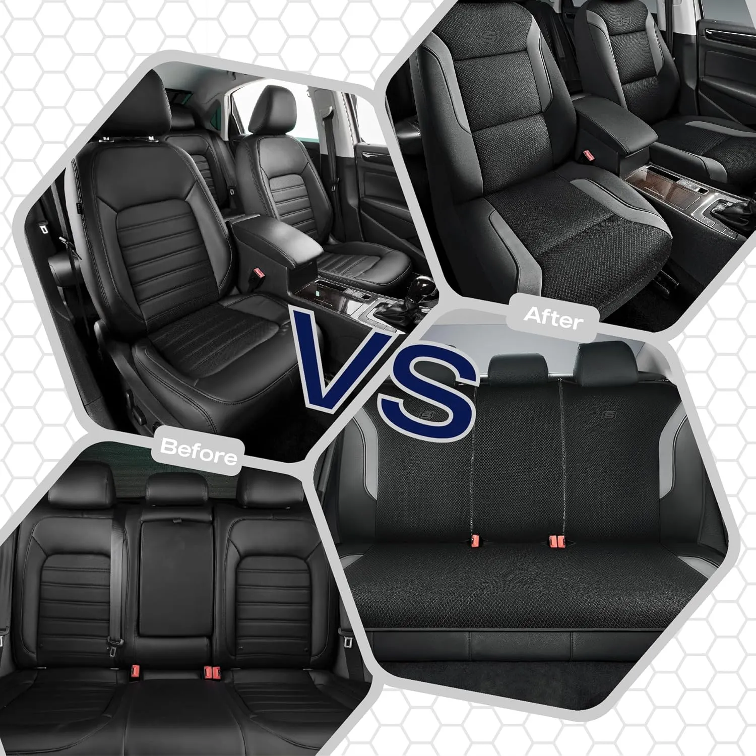 Skechers Memory Foam Car Seat Covers, Air Cool Mesh Thick Seat Covers, Car Seat Protector Full Sets, Airbag Compatible, Automotive Comfort Protection for Most Cars,Vans,Trucks, SUVs,Grey