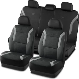 Skechers Memory Foam Car Seat Covers, Air Cool Mesh Thick Seat Covers, Car Seat Protector Full Sets, Airbag Compatible, Automotive Comfort Protection for Most Cars,Vans,Trucks, SUVs,Grey