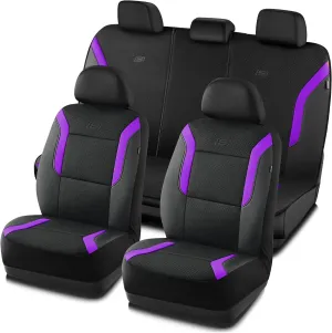 Skechers Memory Foam™ Car Seat Covers, Air Cool Mesh Thick Seat Covers, Car Seat Protector Full Sets, Airbag Compatible, Automotive Comfort Protection for Most Cars,Vans,Trucks, SUVs,Purple