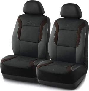 Skechers Memory Foam Car Seat Covers, Air Cool Mesh Thick Seat Covers,Two Front Car Seat Protector, Airbag Compatible, Automotive Comfort Protection for Most Cars,Van,Trucks, SUVs,Brown