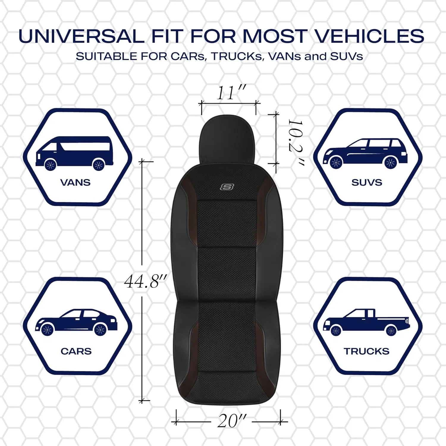 Skechers Memory Foam Car Seat Covers, Air Cool Mesh Thick Seat Covers,Two Front Car Seat Protector, Airbag Compatible, Automotive Comfort Protection for Most Cars,Van,Trucks, SUVs,Brown