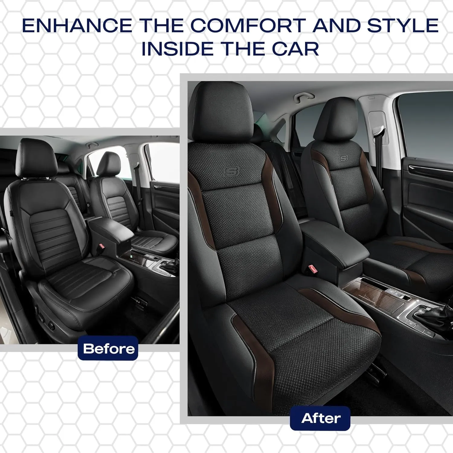 Skechers Memory Foam Car Seat Covers, Air Cool Mesh Thick Seat Covers,Two Front Car Seat Protector, Airbag Compatible, Automotive Comfort Protection for Most Cars,Van,Trucks, SUVs,Brown