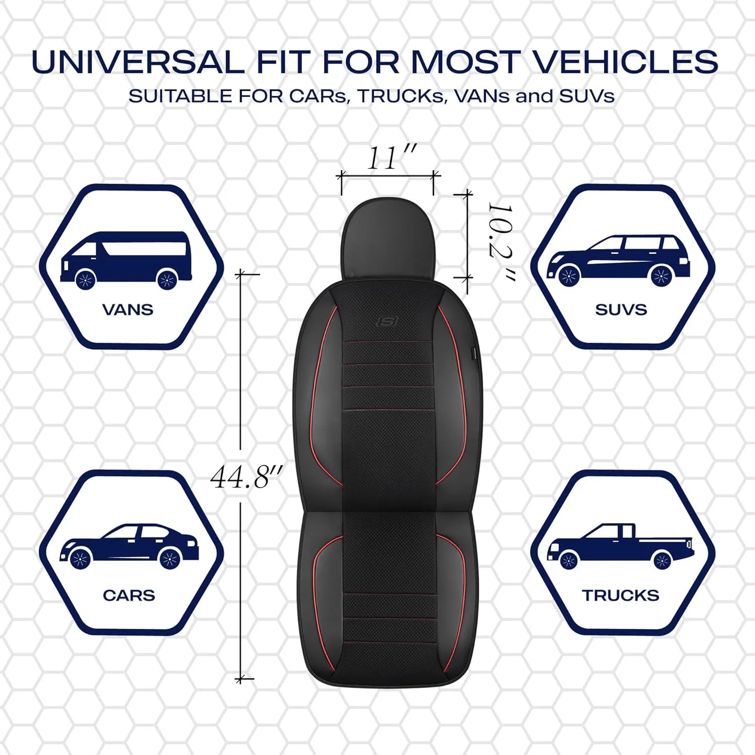 Skechers Memory Foam Seat Covers,Air Cool Mesh Thick Car Seat Covers,Leather Piping Two FrontTwo Front,Airbag Compatible,Automotive Comfort Protection for Most Cars,Vans,Trucks,SUV,Red