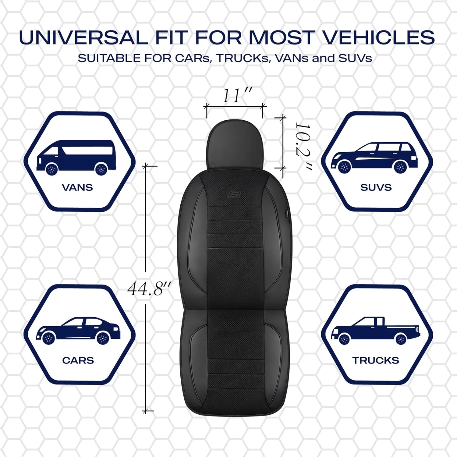Skechers Memory Foam Seat Covers,Air Cool Mesh Thick Car Seat Covers,Piping Leather Two Front Car Seat Protector,Airbag Compatible,Automotive Comfort Protection for Most Cars,Vans,Truck,SUV,Black