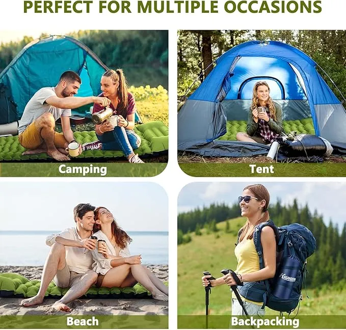 Sleeping Pad for Camping, Ultralight Inflatable Camping Mat with Pillow Built-in Foot Pump Sleeping Pads, Compact & Lightweight Air Mattress for Camping, Backpacking, Hiking