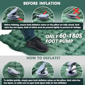 Sleeping Self-Inflatable Pad Foot Extensive catalog Built-in with Ultralight for Camping, Beach Last chance offer Thick 2-Person Car Hiking Mat Pump, for Double Mattress Tent Pillow, Backpacking Traveling Camping Portable