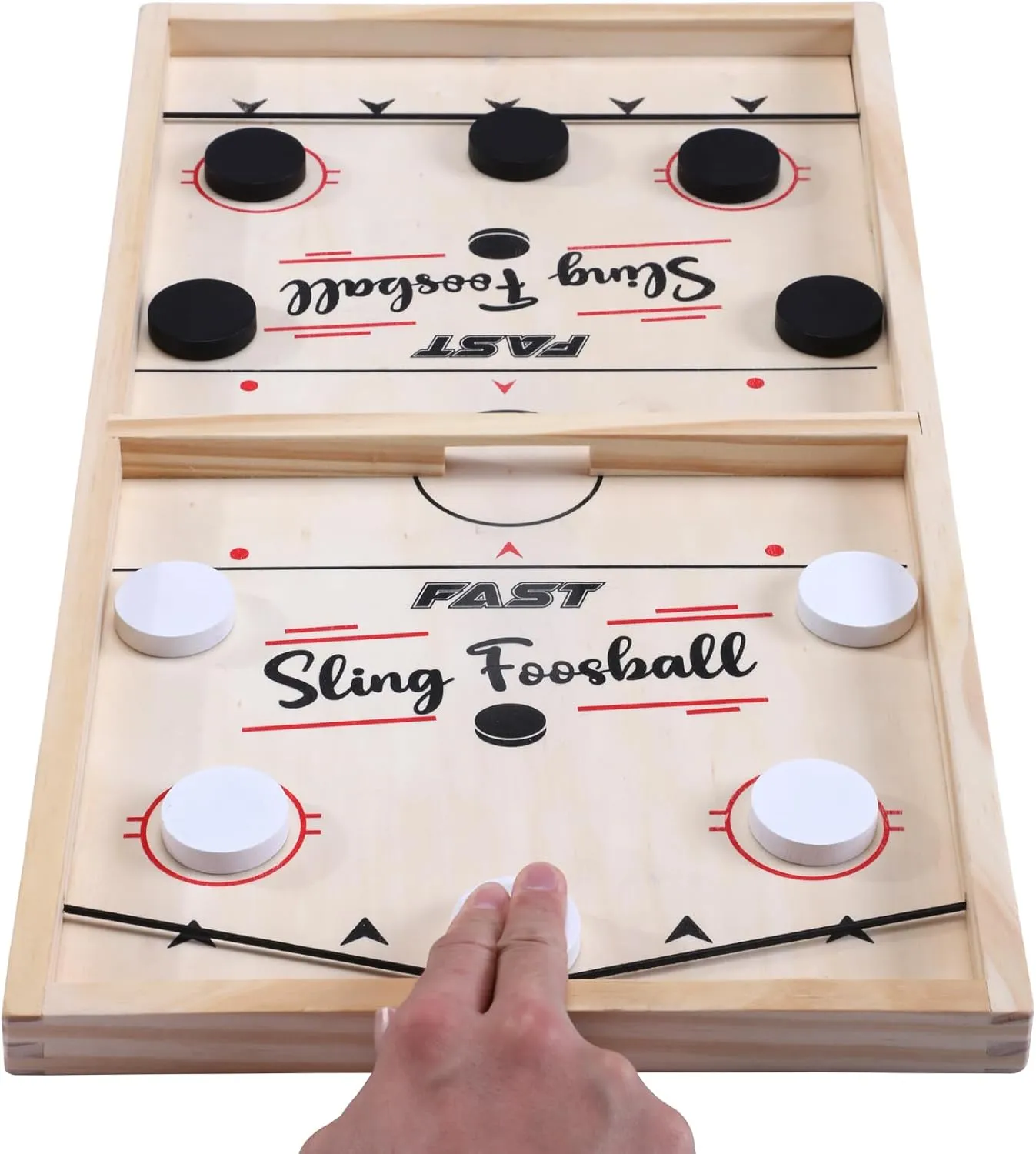 Sling Foosball Fast Sling Puck Game with Extra 10 Pucks & 2 Slingshots for Spare Use, Portable Slingpuck Board Game for Child, Foosball Slingshot Game Board, Available in Large & Small Sizes