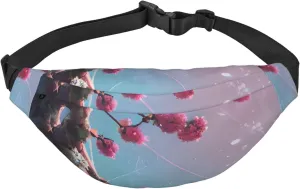 Small Pink Flowers Men'S And Women'S Waist Pack, Crossbody Bag With Adjustable Belt For Running, Traveling, Sports, Hiking