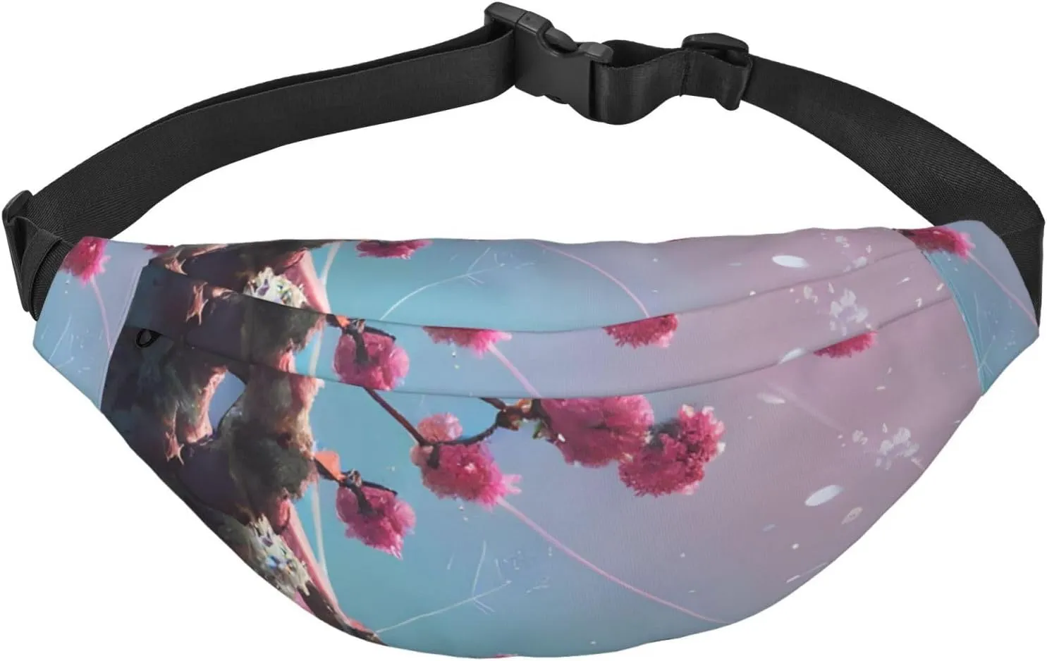 Small Pink Flowers Men'S And Women'S Waist Pack, Crossbody Bag With Adjustable Belt For Running, Traveling, Sports, Hiking