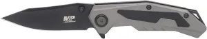 Smith & Wesson M&P M2.0 6.5in Ti-N S.S. Ultra-Glide Folding Knife with 2.75in Drop Point and Rubberized Aluminum Handle for Outdoor Survival, Camping and EDC,Grey