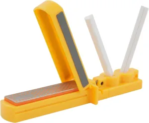 Smith's CCD4 3-in-1 Sharpening System – Yellow – Ceramic Rods – Diamond Stone – Protective Lid – Easy Storage – Knife & Tool Sharpener - Portable