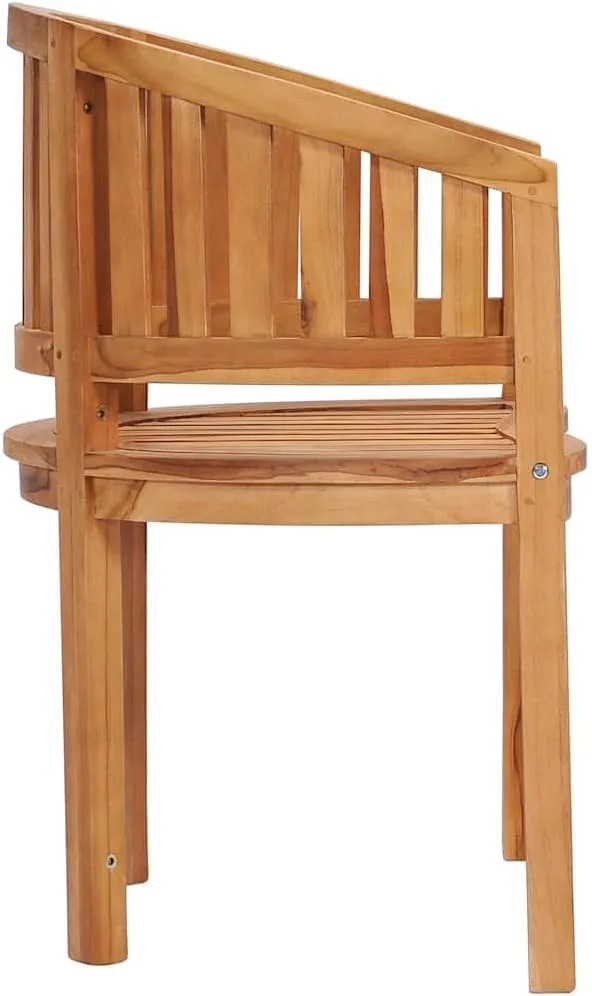 Solid Teak Wood Banana Chairs 2-Piece Set Outdoor Patio Furniture with Smooth Finish, Durable Lounge Chairs for Garden Poolside Beach Camping
