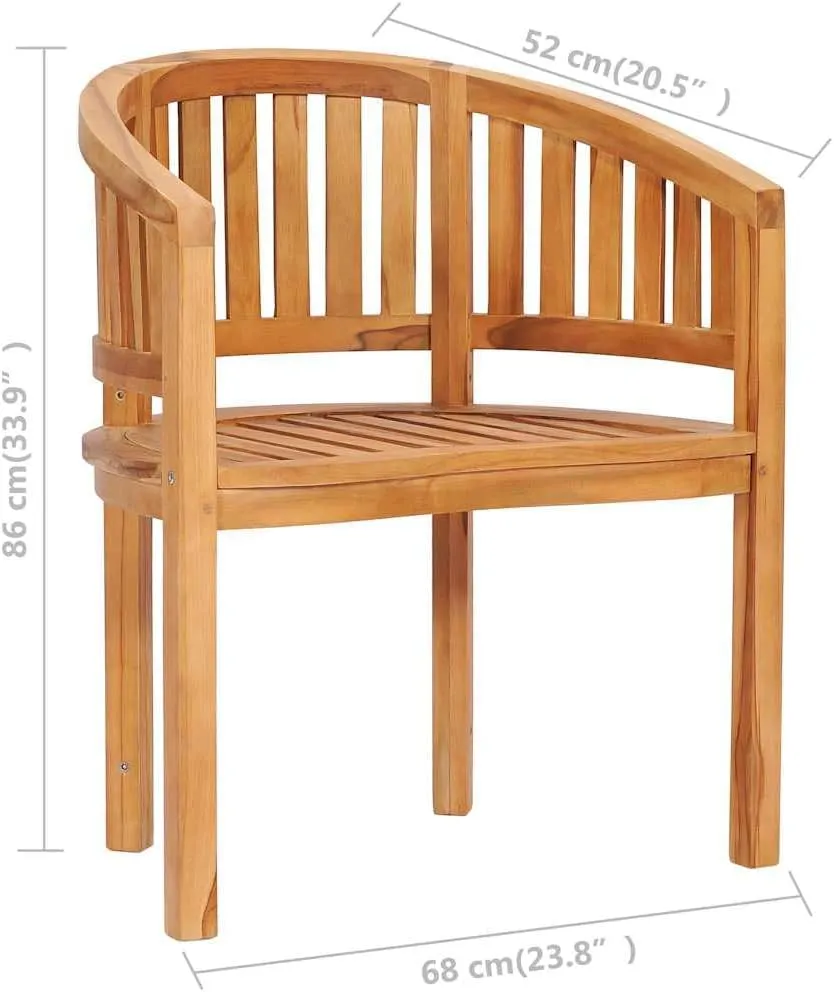 Solid Teak Wood Banana Chairs 2-Piece Set Outdoor Patio Furniture with Smooth Finish, Durable Lounge Chairs for Garden Poolside Beach Camping