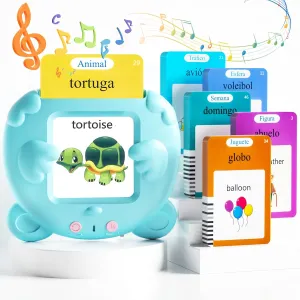 Spanish & English Talking Flash Cards for Toddlers, 510 Sight Words Bilingual Learning Toys for Children, Autism Pocket Speech Therapy Toys, Española Vocabulary Educational Flashcards