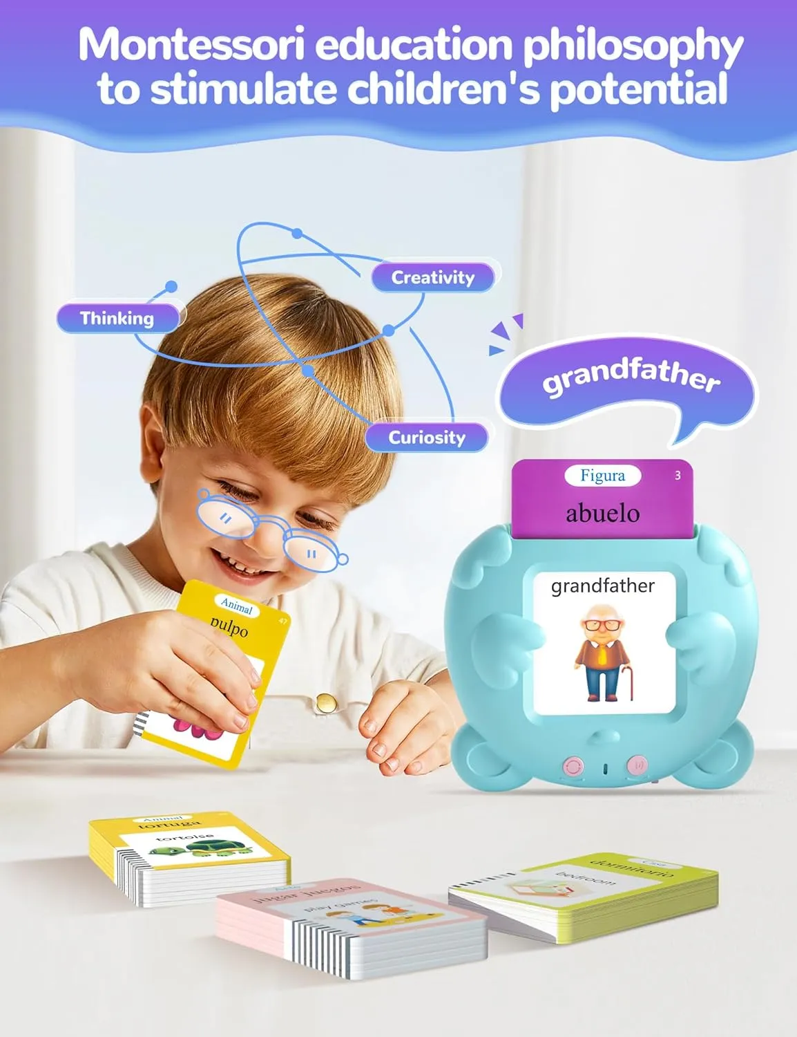 Spanish & English Talking Flash Cards for Toddlers, 510 Sight Words Bilingual Learning Toys for Children, Autism Pocket Speech Therapy Toys, Española Vocabulary Educational Flashcards