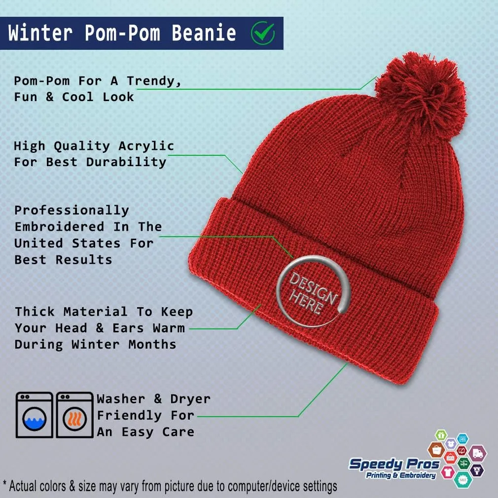 Speedy Pros Pom Pom Beanies for Women Fire Engine Truck A Embroidery Skull Cap Winter Hats for Men Acrylic 1 Size