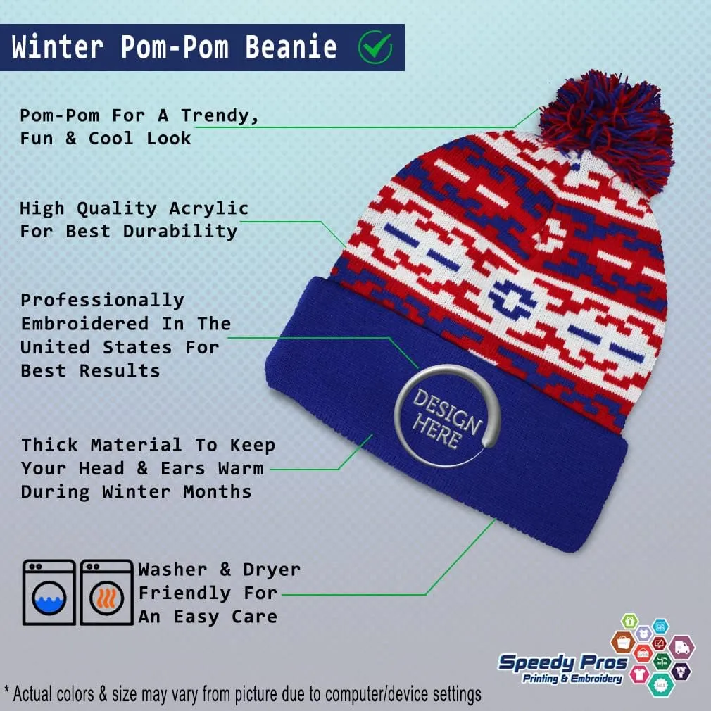 Speedy Pros Pom Pom Beanies for Women Fire Engine Truck A Embroidery Skull Cap Winter Hats for Men Acrylic 1 Size
