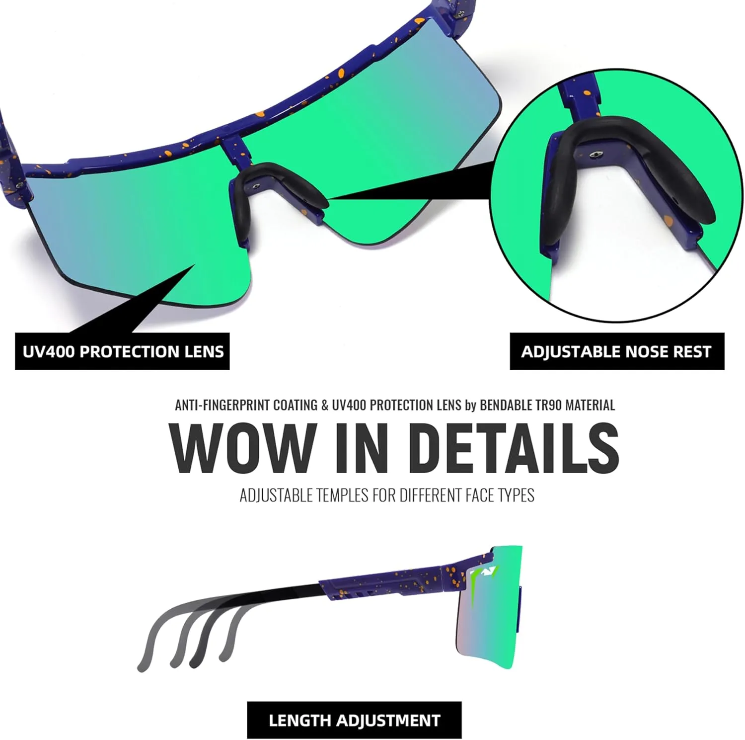 Sports Sunglasses for Men Women,Youth &Kids Baseball Glasses,Cycling Running Vipers Style Sunglasses UV Protection