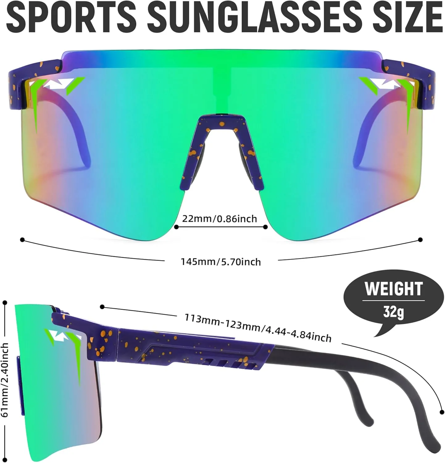 Sports Sunglasses for Men Women,Youth &Kids Baseball Glasses,Cycling Running Vipers Style Sunglasses UV Protection