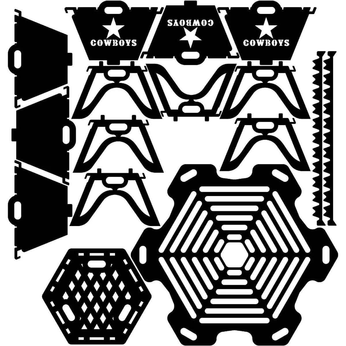 Sporty Hexagonal Fire Pit DXF for CNC | Dallas Cowboys Logo