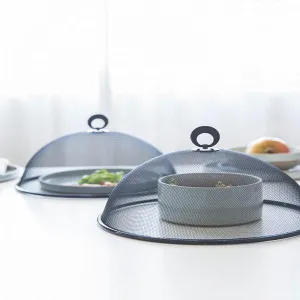 Stainless Steel Round Mesh Food Cover Picnic Barbecue Party Home Fly Mosquito Tent - Black