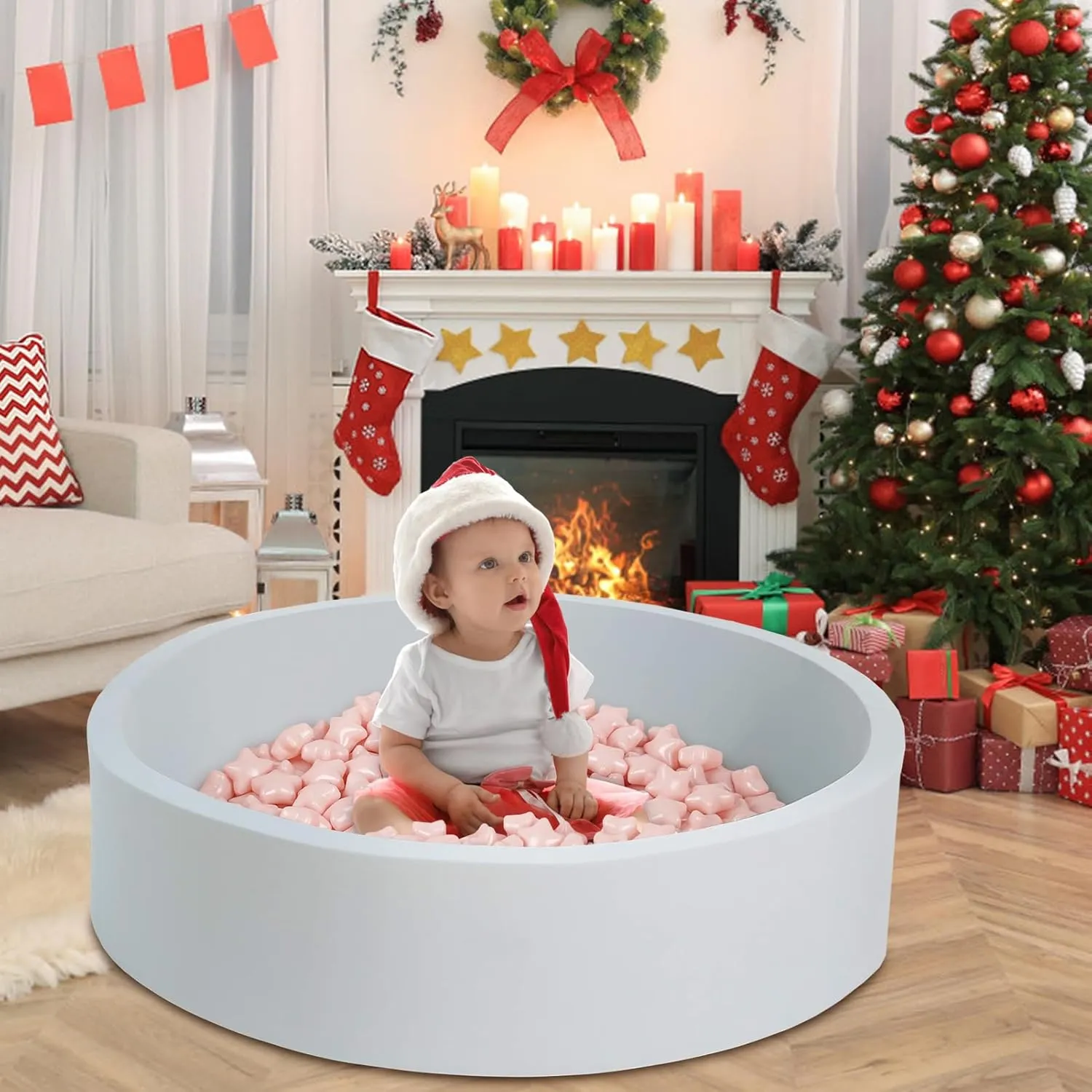 Star ball pit balls 100 Phthalate Free BPA Free Crush Proof 2.16 Inches Star Shape for Pastel Plastic Balls for Ball Pit Ideal Gift for Toddlers Babies Kids Pool Water Toys Play Tent, Pearl Pink