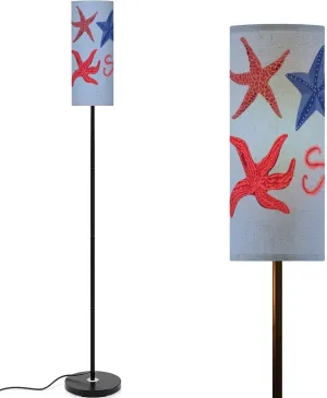 Starfish Clipart Illustrations Pack Marine Resort sea Shells Modern Floor Lamp Minimalist Standing Lamps for Living Room LED Corner Lamp Remote Control Metal Pole Lamp for Bedroom, Reading