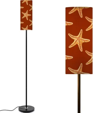 Starfish red Orange sea Star Seamless Pattern Caribbean Underwater Modern Floor Lamp Minimalist Standing Lamps for Living Room LED Corner Lamp Remote Control Metal Pole Lamp for Bedroom, Reading