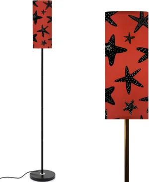 Starfish Seamless Pattern Black Silhouette Atlantic Star Marine Animal Modern Floor Lamp Minimalist Standing Lamps for Living Room LED Corner Lamp Remote Control Metal Pole Lamp for Bedroom, Reading