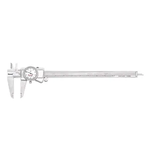 Starrett Dial Caliper with Adjustable Bezel and Fitted Case - White Face, 0-12" Range, -0.001" Accuracy, .001" Graduation - 3202-12
