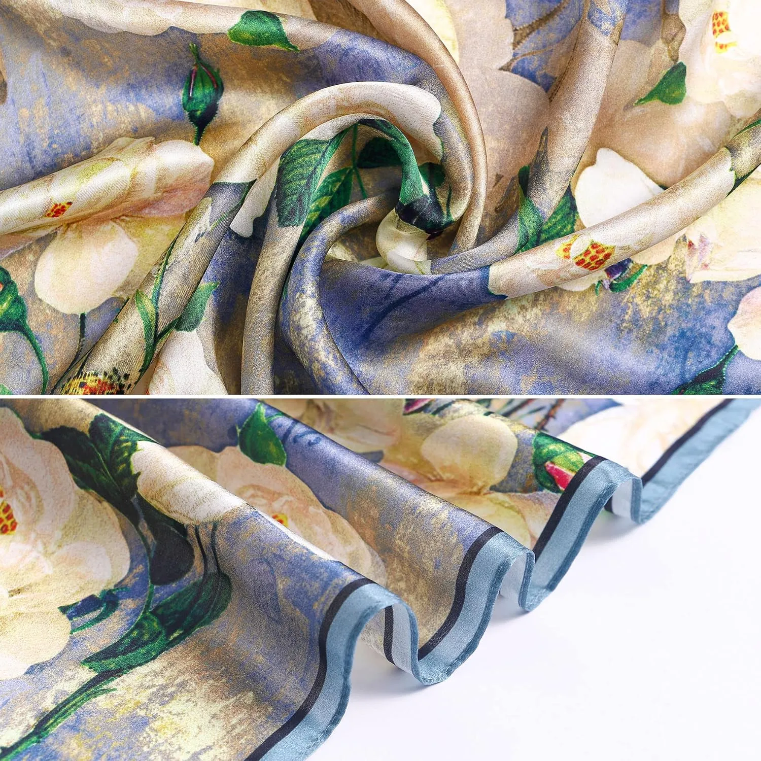 STARWHISPER 100% Pure Mulberry Silk Square Scarf-27''x27 Lightweight Hair Scarves Headscarf Night Sleeping with Gift Packed