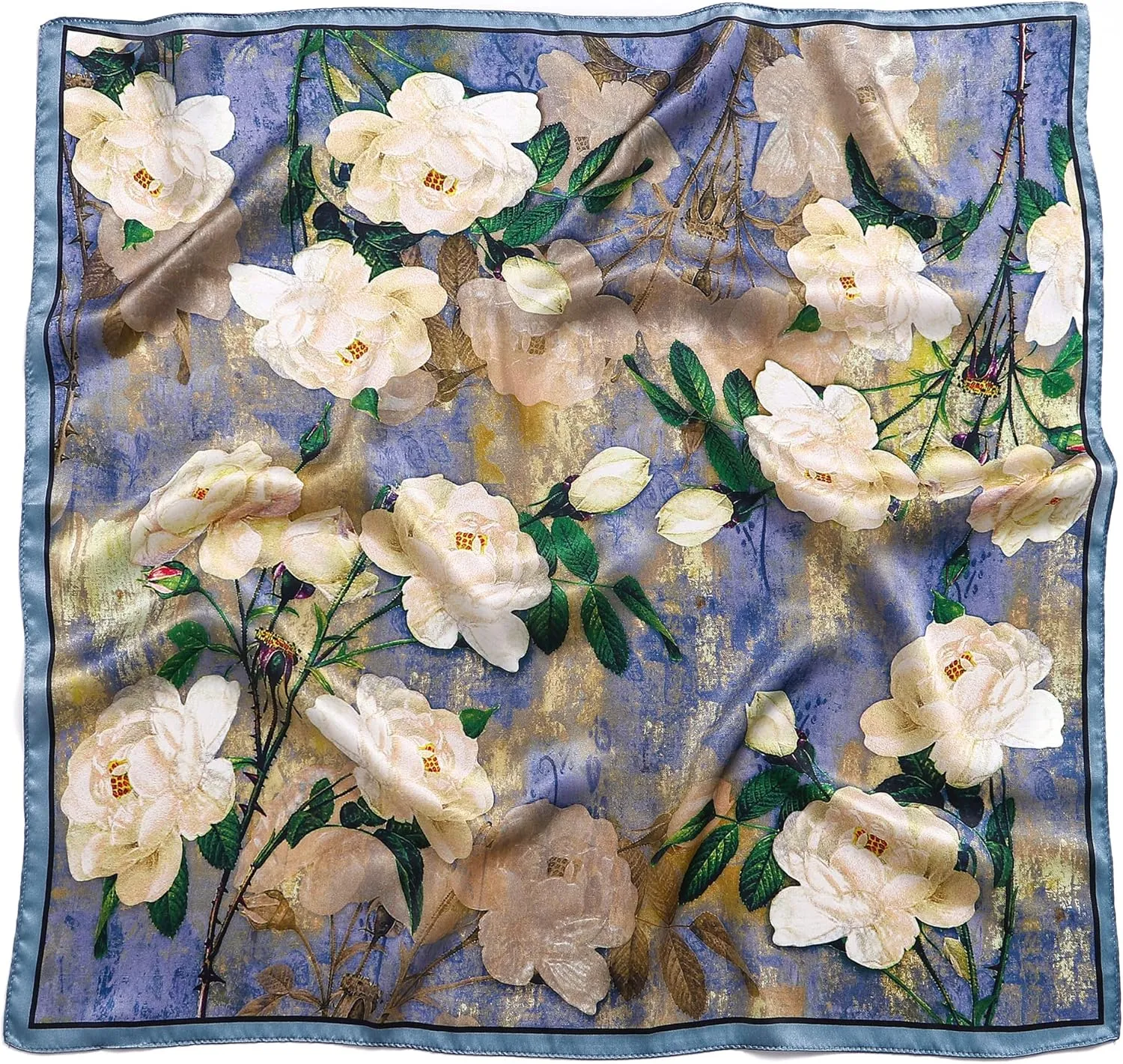 STARWHISPER 100% Pure Mulberry Silk Square Scarf-27''x27 Lightweight Hair Scarves Headscarf Night Sleeping with Gift Packed