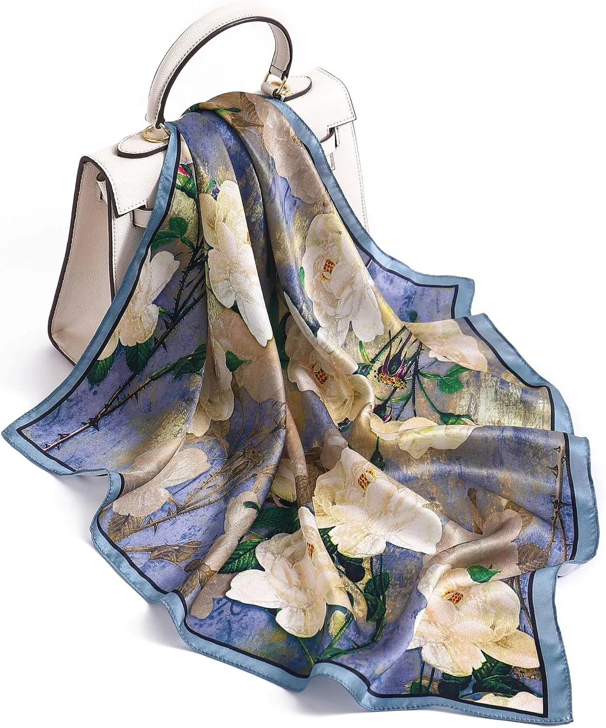 STARWHISPER 100% Pure Mulberry Silk Square Scarf-27''x27 Lightweight Hair Scarves Headscarf Night Sleeping with Gift Packed