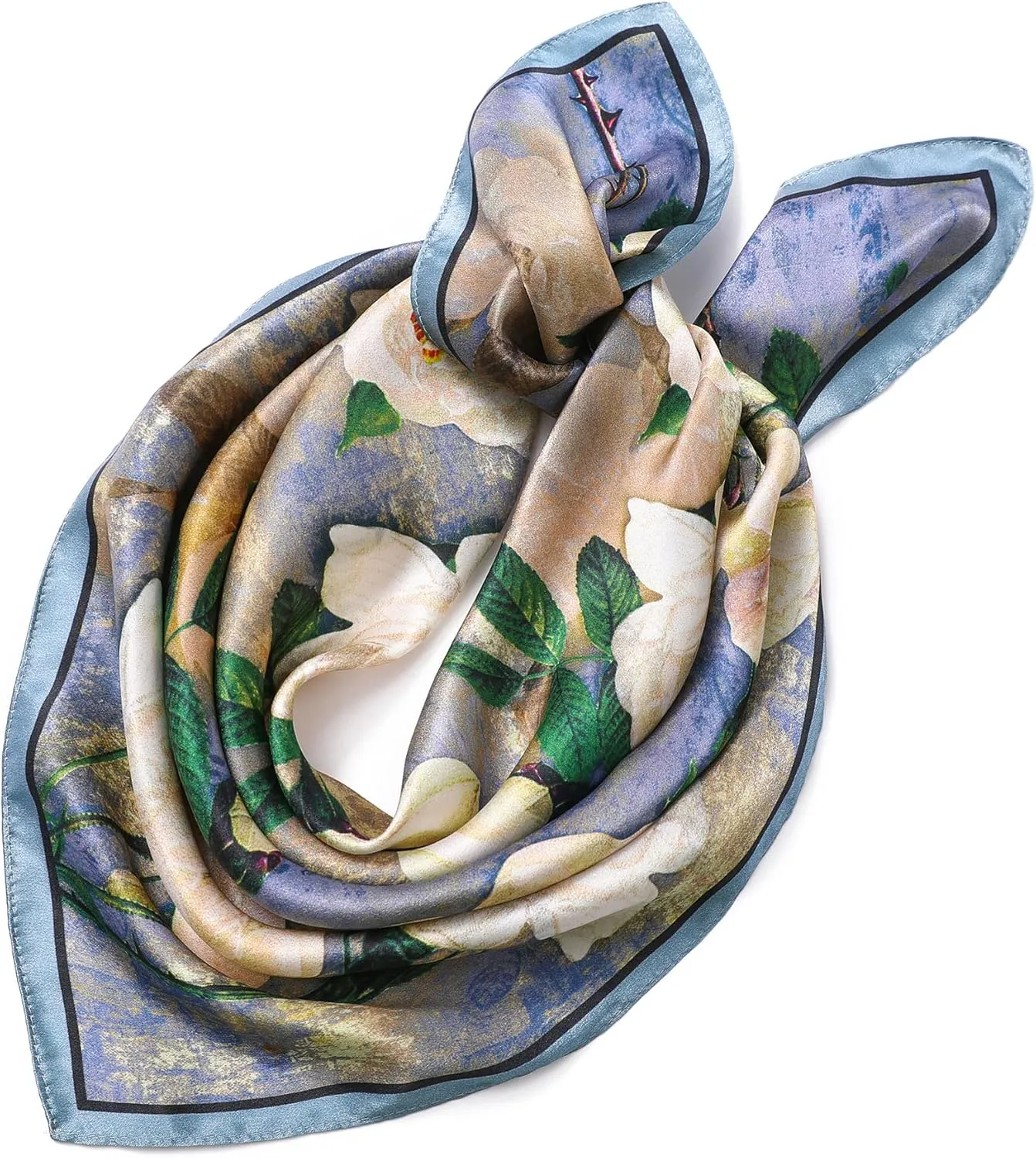 STARWHISPER 100% Pure Mulberry Silk Square Scarf-27''x27 Lightweight Hair Scarves Headscarf Night Sleeping with Gift Packed