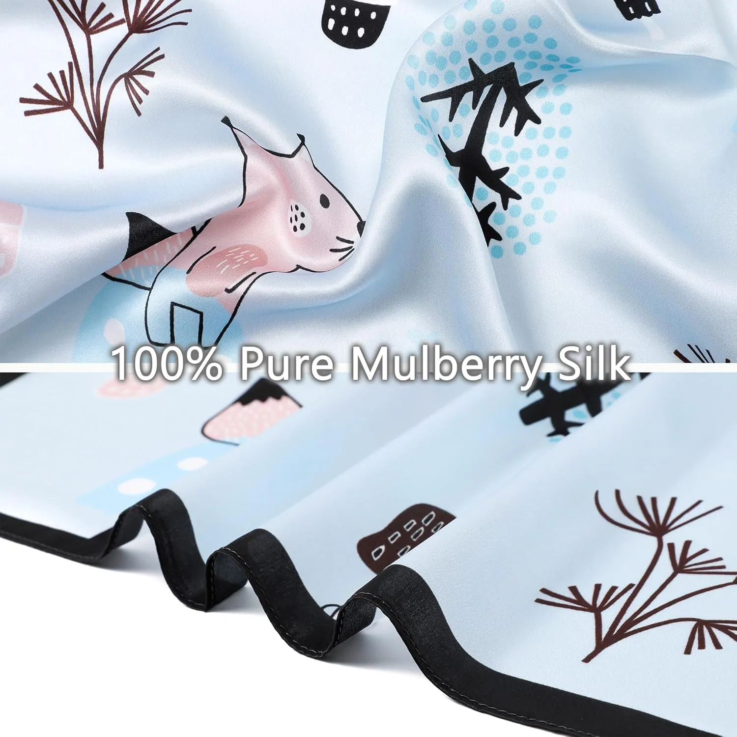 STARWHISPER 100% Real Mulberry Silk Scarf -21''x 21''-Lightweight Small Square Neckerchief Hair Scarf for Sleeping