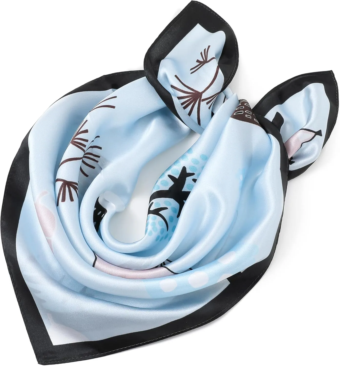 STARWHISPER 100% Real Mulberry Silk Scarf -21''x 21''-Lightweight Small Square Neckerchief Hair Scarf for Sleeping