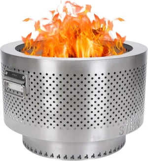 STBoo 20Inch Large Firepit - Fire Pits for Outside with Portable Carrying Storage, Outdoor Fireplace for Camping Picnic Backyard Beach,Stainless, L