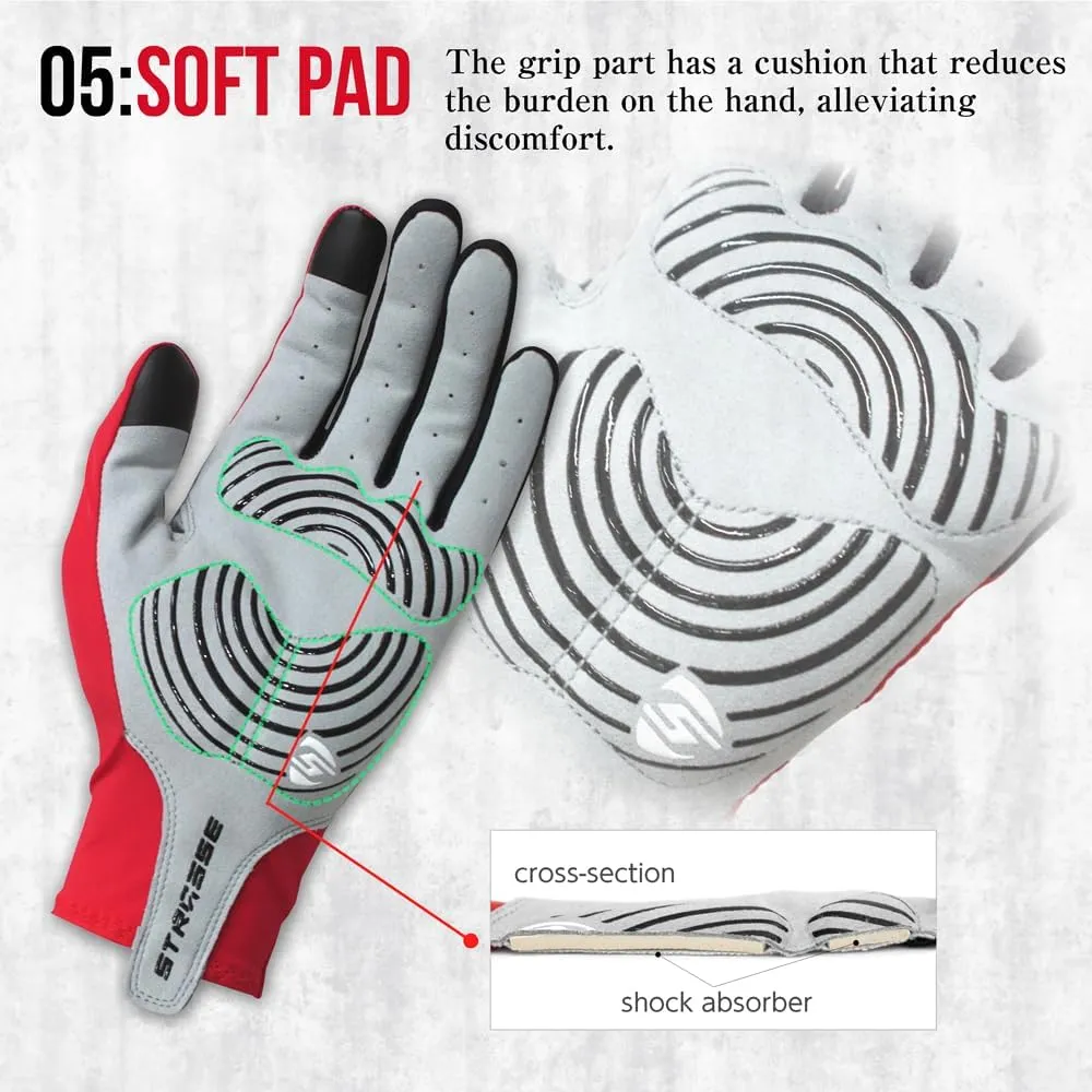 STRASSE Racing Gloves for Simulator Racing, Driving, Steering Wheel Controller. Lightweight, Stretch Fit, Ventilated, Padded Palm red XL