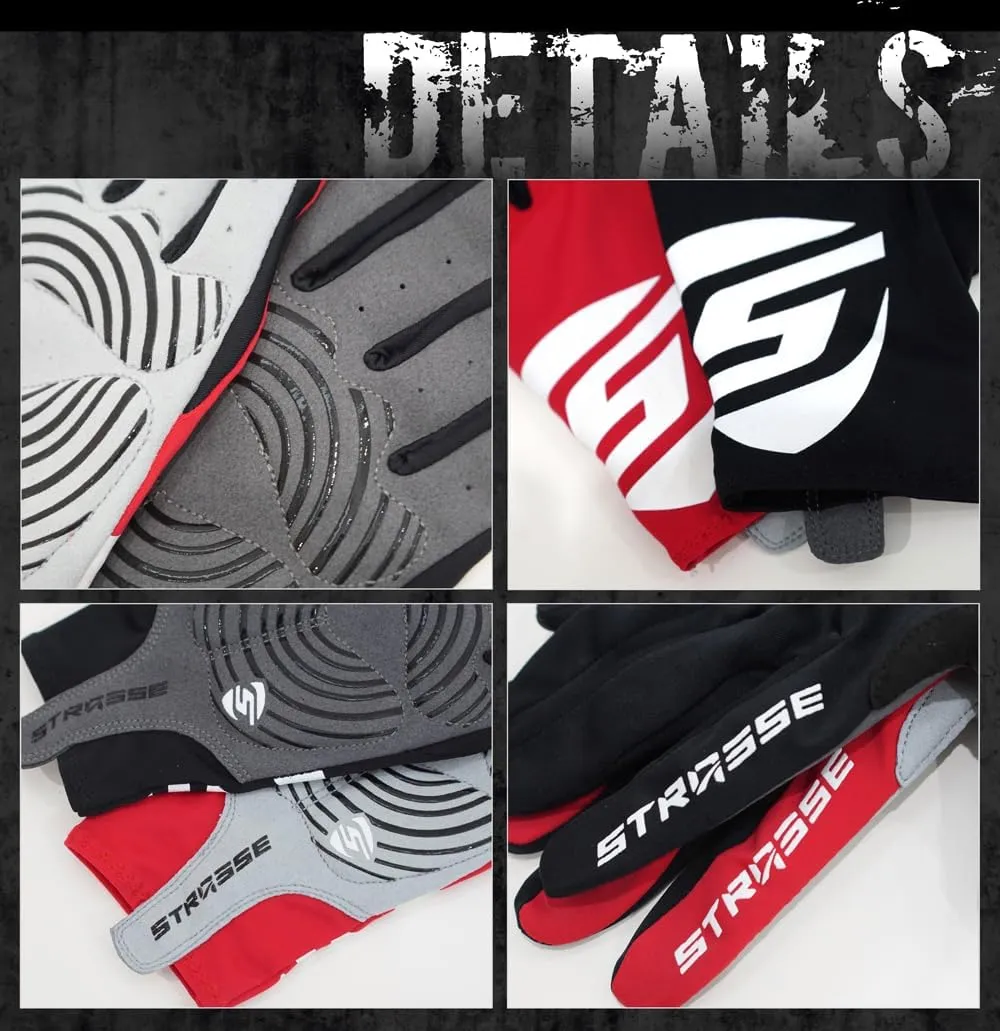 STRASSE Racing Gloves for Simulator Racing, Driving, Steering Wheel Controller. Lightweight, Stretch Fit, Ventilated, Padded Palm red XL