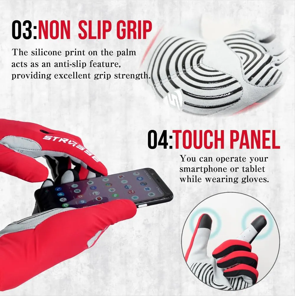 STRASSE Racing Gloves for Simulator Racing, Driving, Steering Wheel Controller. Lightweight, Stretch Fit, Ventilated, Padded Palm red XL