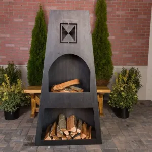 Stunning Trapezoid Design Fire Wood Log Holder | Fire Pit Wood Rack for Indoor &amp; Outdoor Wood Storage | Made in Canada – # WBFP631
