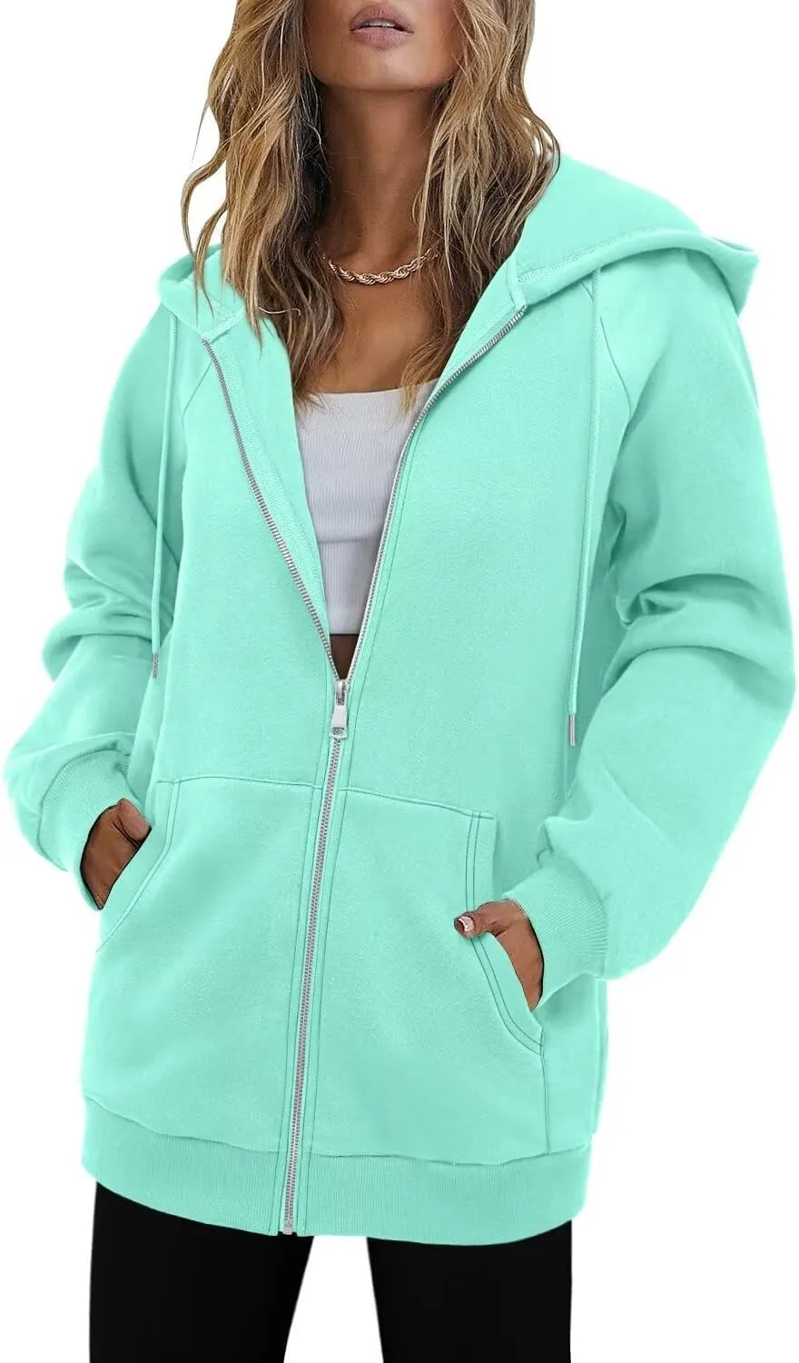 StunShow Women's Zip Up Hoodies Oversized Fleece Long Sleeve Sweatshirts Casual Fall Jacket Coat with Pocket(S-3XL)